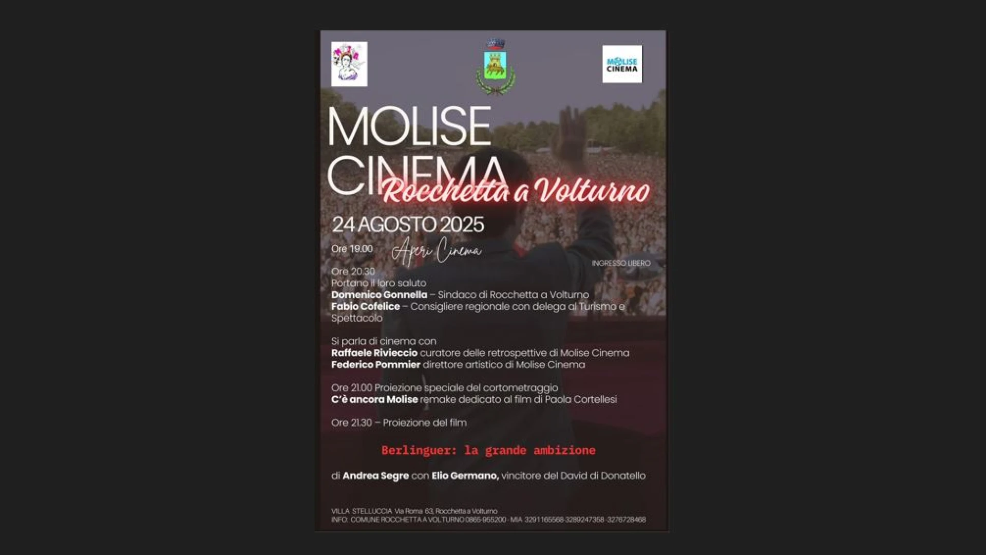 Rocchetta a Volturno: si e’ conclusa la rassegna cinematografica in collaborazione con “MoliseCinema”.